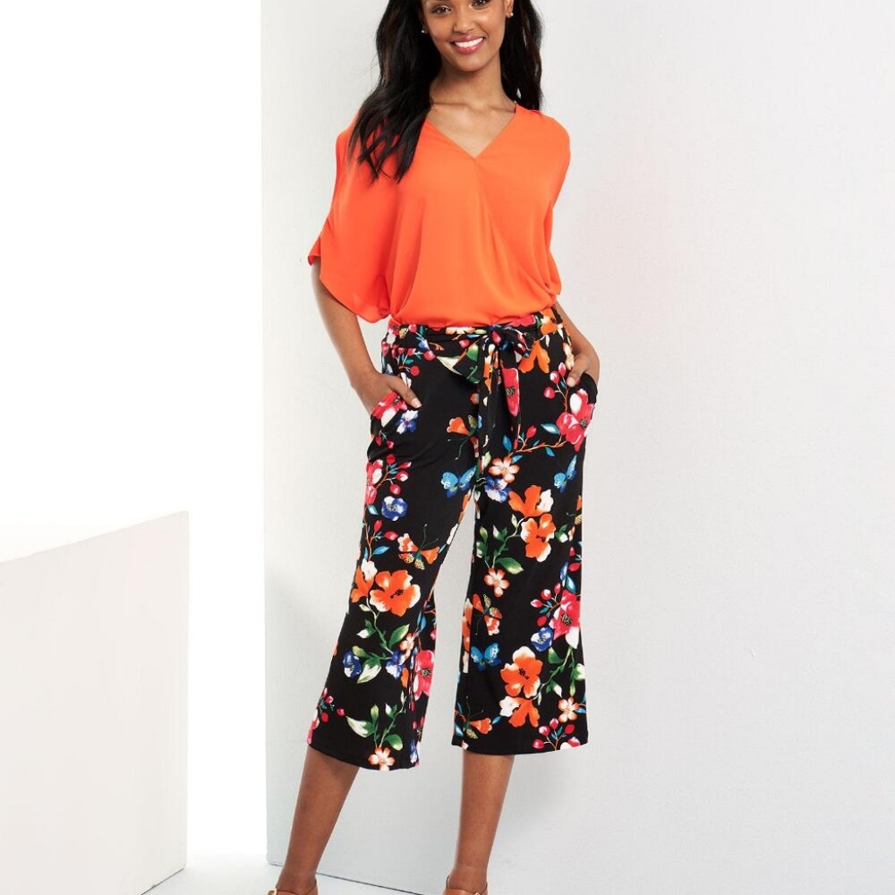 JULES & LEOPOLD Floral Print Knit Crop Pants